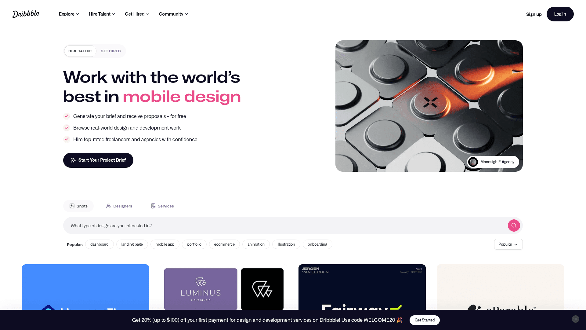 Dribbble screenshot